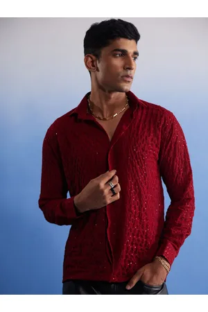 Vastramay Men Georgette Sequence Semi Sheer Premium Shirt