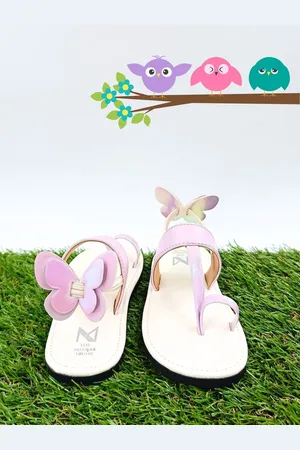 THE MADRAS TRUNK Girls Butterfly Detail Leather One Toe Flats