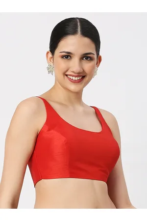 neckbook Women Red Solid Princess Cut Padded Saree Blouse