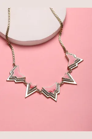Sangria Gold-Toned Gold-Plated Stone-Studded Necklace