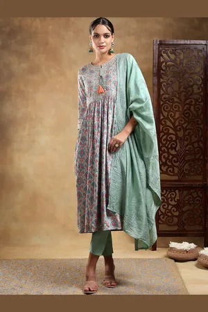 Bani Women Ethnic Motifs Embroidered Pleated A-Line Kurta With Trousers & Dupatta