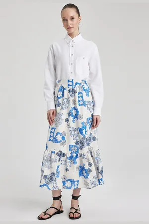 DeFacto Printed Tiered Midi Skirt
