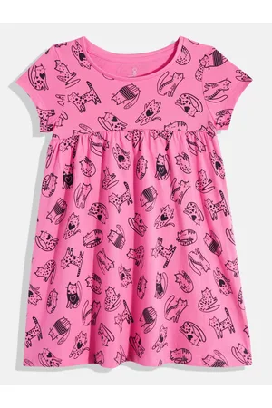 Mothercare Girls Conversational Printed Pure Cotton Fit & Flare Dress