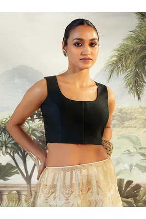 Soch Women Black Solid Saree Blouse