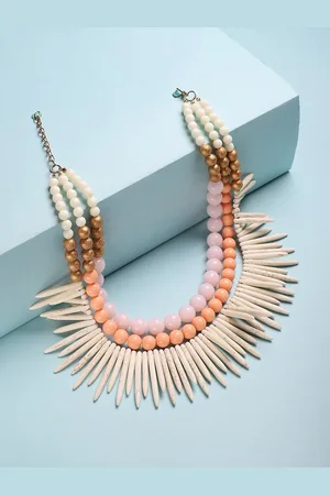 Sangria Gold-Toned Gold-Plated Beaded Necklace