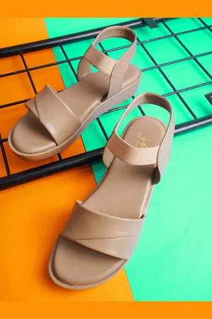 JM Looks Open Toe Flatform Heels With Backstrap