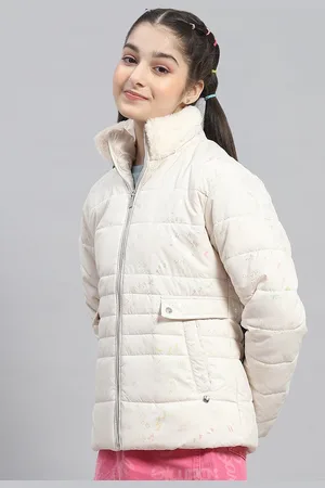 Monte Carlo Girls Typography Printed Mock Collar Lightweight Padded Jacket