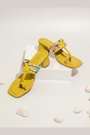 Inc 5 Floral Embroidered Open Toe Ethnic Block Heels