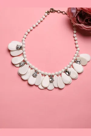 Sangria Gold-Toned & White Gold-Plated Stone-Studded & Beaded Necklace