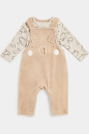 Mothercare Kids Brown 3D Bear Design Dungaree