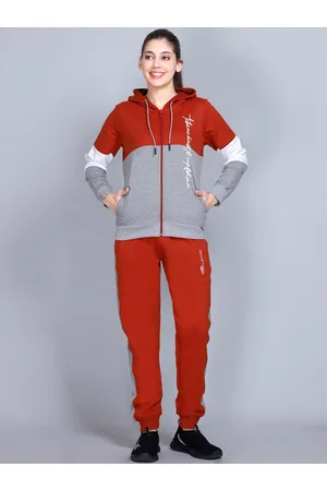 WILD WEST Colorblocked Hood Warm Cotton Fleece Tracksuits