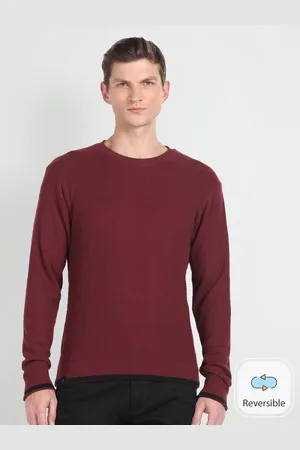 Arrow Self Design Reversible Pullover Sweater