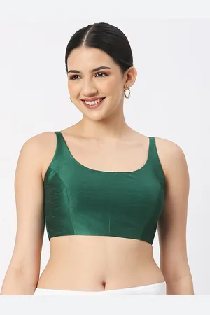 neckbook Women Green Solid Princess Cut Saree Blouse
