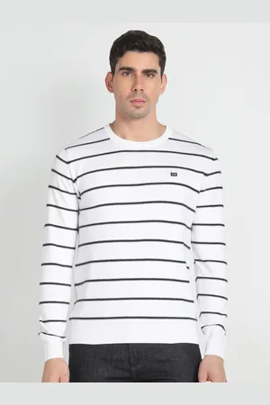 Arrow Striped Cotton Pullover Sweater