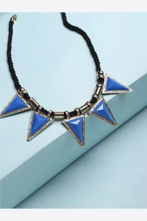 Sangria Gold-Toned Gold-Plated Stone-Studded Triangle Collar Necklace