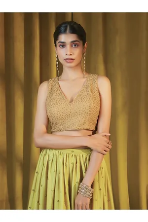 Soch Women Gold-Coloured Embroidered Saree Blouse