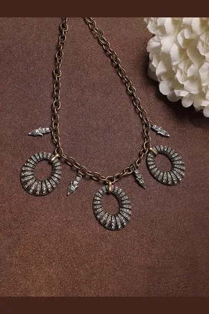 Sangria Gold-Toned Gold-Plated Stone-Studded Necklace