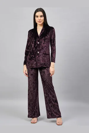 Chemistry Velvet Blazer With Flared Palazzos