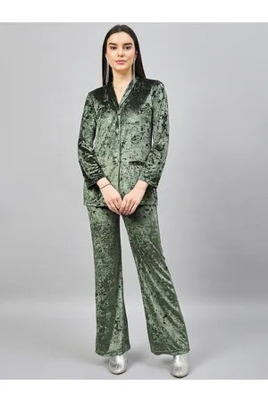 Chemistry Velvet Blazer With Flared Palazzos Co-ords