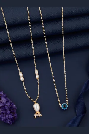 DressBerry Set Of 2 Gold-Plated Stone Studded Brass Chain
