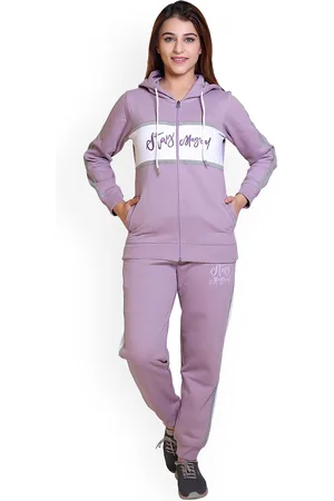 WILD WEST Typography Printed Hooded Cotton Fleece Tracksuit