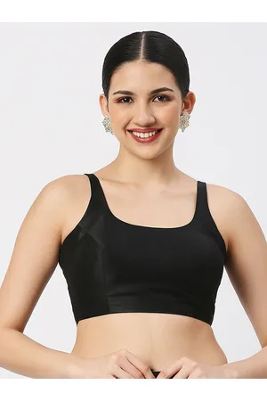 neckbook Women Black Solid Princess Cut Saree Blouse