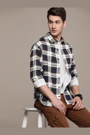 WROGN Men Pure Cotton Boxy Tartan Checks Casual Shirt