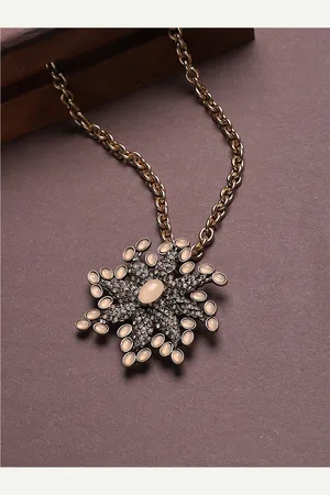 Sangria Gold-Toned Gold-Plated Stone-Studded Necklace