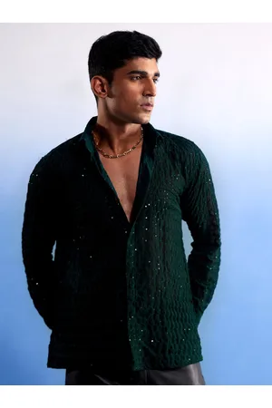 Vastramay Men Georgette Sequence Semi Sheer Premium Shirt