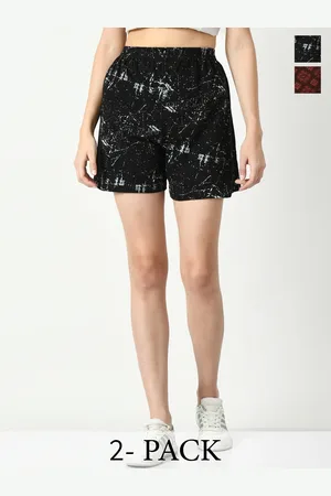 BAESD Women Pack of 2 Printed High-Rise Pure Cotton Shorts