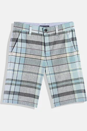 Tommy Hilfiger Boys Checked Regular Fit Mid-Rise Cotton Linen Regular Shorts