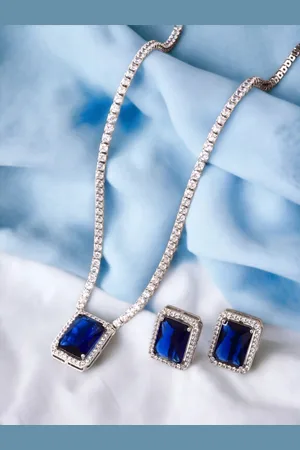 Designs & You Silver-Plated American Diamond-Studded Pendant With Chain