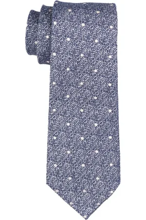 The Tie Hub Men Printed Linen Silk Skinny Tie