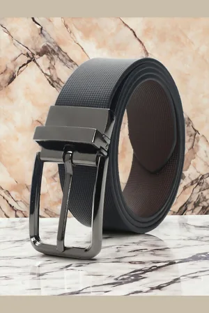 CRUSSET Men Textured Leather Reversible Belt