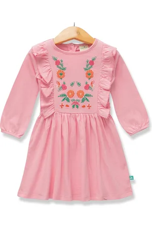 Juscubs Girls Floral Printed Fit & Flare Dress