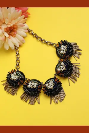 Sangria Gold-Toned Gold-Plated Beaded Necklace