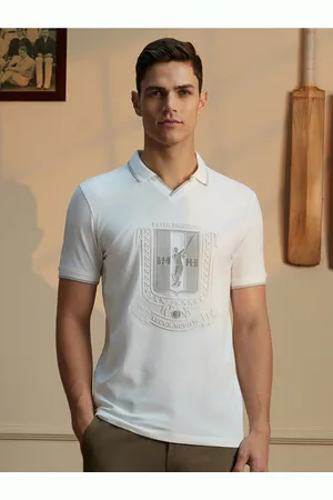 Peter England Graphic Printed Polo Collar Slim Fit T-shirt