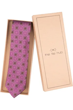 The Tie Hub Men Geometric Printed Pure Silk Skinny Tie