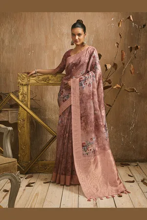 Soch Floral Printed Zari Tussar Saree