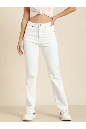HERE&NOW Women Straight Fit Stretchable Mid-Rise Jeans