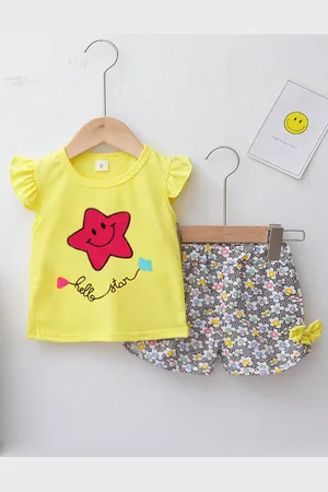 Bold N Elegant Girls Printed Cotton Top with Shorts