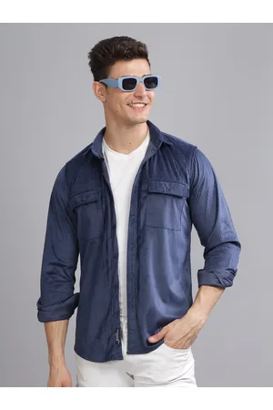 PAUL STREET Standard Slim Fit Double Pocket Corduroy Casual Shirt