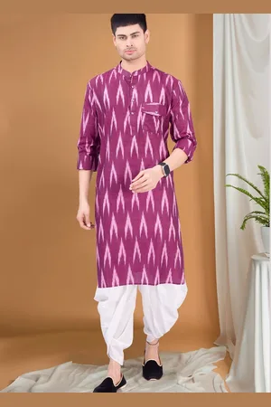 SHIWAM ETHNIX Abstract Printed Mandarin Collar Straight Kurta With Dhoti Pants