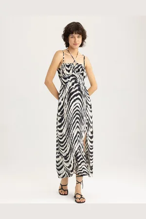 DeFacto Animal Printed Shoulder Straps Maxi Dress
