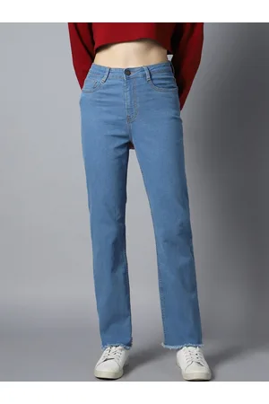 High Star Women Straight Fit High-Rise Clean Look Stretchable Jeans