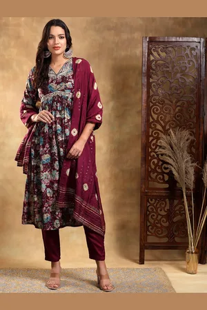 Bani Women Floral Embroidered Pleated Kurta with Trousers & Dupatta