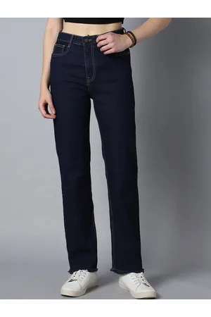 High Star Women Straight Fit High-Rise Clean Look Stretchable Jeans