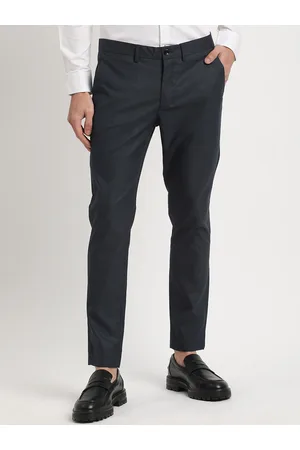 The Bear House Men Solid Tapered Fit Mid-Rise Formal Trousers