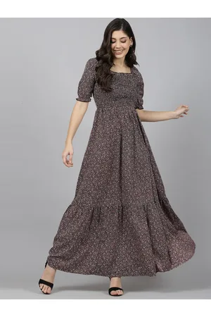 Aayu Floral Print Puff Sleeve Maxi Dress