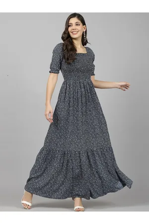 Aayu Floral Print Puff Sleeve Maxi Dress
